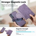 thumbnail image 5 of Wallet Case for Samsung Galaxy A15 Cash Credit Pocket Card Slots Holder Folio Flip Shockproof Full Coverage Detachable Magnetic Cover [Compatible with Magsafe] Kickstand, Purple, 5 of 10