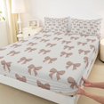 thumbnail image 3 of Manfei Brown Dreamy Bowtie Fitted Sheet Full,Kawaii Bowknot Bed Set,3-Piece,1 Fitted Sheet and 2 Pillowcases, 3 of 6