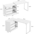 thumbnail image 2 of Tribesigns L-Shaped Computer Desk with Drawers and Shelves, Reversible White Corner Office Desk with Storage Cabinet, Modern Study Writing Table for Home Office, Bedroom, 2 of 5