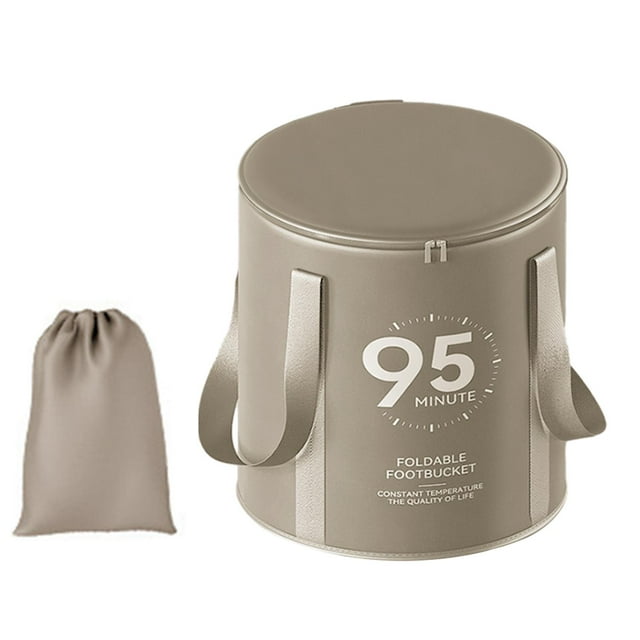 Lavabo plegable para pies, Cubo de baño para remojar los pies, con tapa Cubo para acampar Cubo portátil plegable para remojar los pies, para picnic Gris Yinane Cubo para remojar los pies