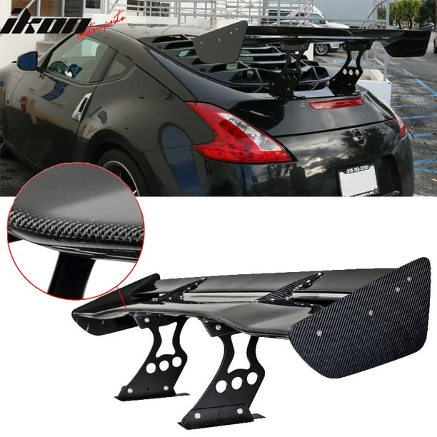 Ikon Motorsports Compatible with 58.5 In.Spoiler JDM GT Racing Real Carbon Fiber Light Double