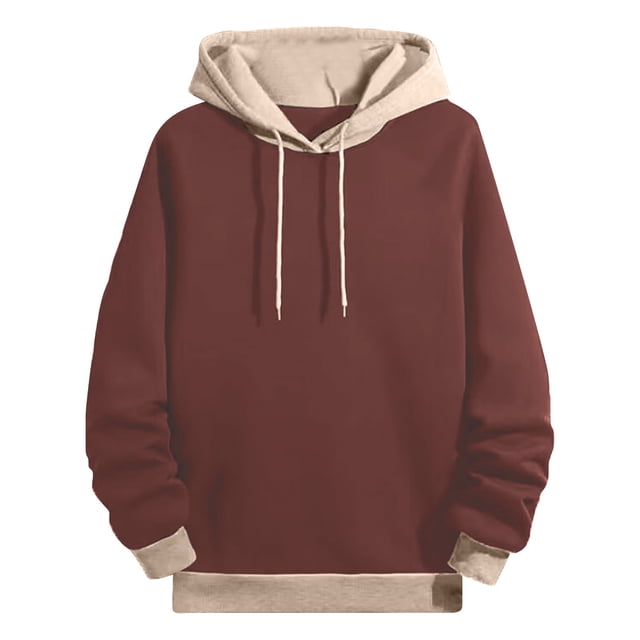 Gibobby Sudaderas y2k Sudaderas con capucha de manga larga para hombre diseño de letras con cordón liso y limpio(Café,M)