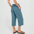 thumbnail image 6 of Petite Capris for Women with Pockets Summer Casual Loose Drawstring Elastic High Waist Straight 2026 Lounge Beach Cropped Trousers Blue L, 6 of 7