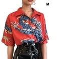 thumbnail image 3 of Minnieouse Hombres Mujeres Camisa de playa Abotonada Manga corta Simple Dragón chino Top Estilo étnico Camiseta Vacaciones al aire libre Rojo Type2 NO2, 3 of 6