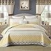 thumbnail image 3 of DDUOXIN Floral Quilts King Size - 100% Cotton Reversible King Quilt with 2 Pillow Shams, Farmhouse Soft Bedspreads Lightweight King Quilt Bedding Set, Yellow Gray, King, 3 of 4
