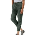 thumbnail image 2 of Simua Womens Casual Cotton Linen High Waist Pants Drawstring Loose Fit Summer Pants Trousers with Side Pockets, 2 of 6