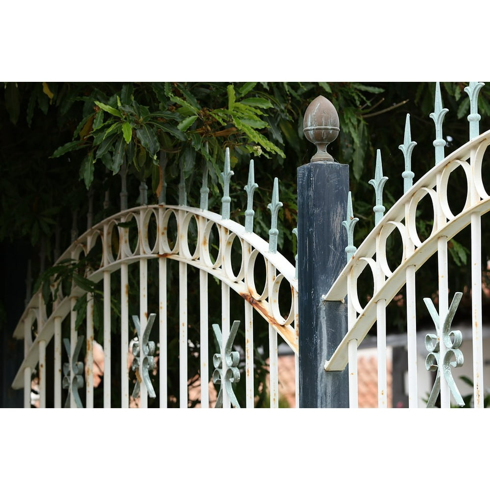 Canvas Print Metal Fencing Rust Gateway Safety The Fence Stretched
