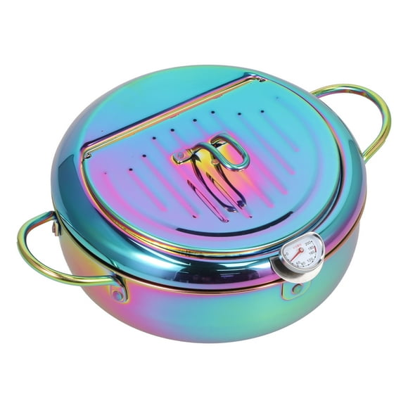 Stainless Steel Fryer with , Japanese Style, 3.4L Non Stick Deep Frying Pot, Perfect for Home Kitchen Cooking