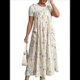 thumbnail image 3 of Vestido de Verano para Mujer, Talla Grande, Informal, Sin Mangas, con Tirantes Finos, para Playa Flores de Albaricoque 4XL, 3 of 7