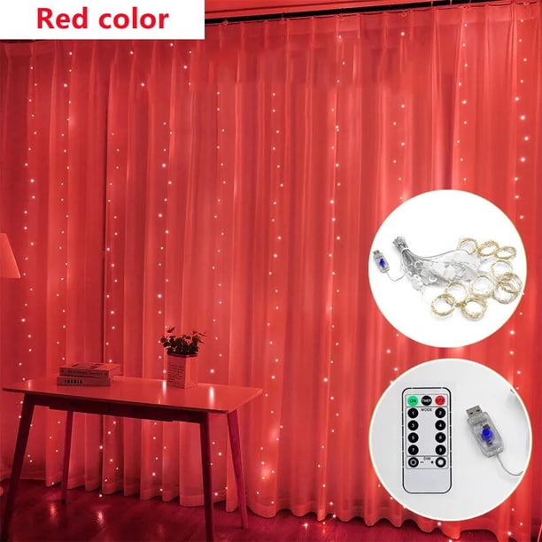 Guirnalda de luces LED con Control remoto USB, cortina de luces para decoración de festivales, vacaciones, bodas, Navidad, dormitorio, hogar