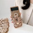 thumbnail image 1 of Étui Compatible avec Galaxy Z Flip 4, Mignonne Brodée Plush Bear Étui Rigide Pc Antichoc avec Anneau, 1 of 5