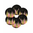 thumbnail image 7 of 13 Inch Round Placemats Set of 6, Pink Christmas Tree Non Slip Heat Insulation PP Table Mats, Gold Winter Snowflakes Xmas Vintage Washable Place Mats for Kitchen Dining Party Table Decor, 7 of 7