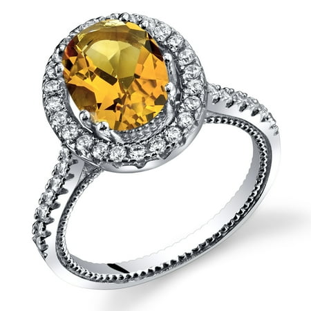 Blue Topaz Milgrain Ring - 1.75 Carats Citrine Halo Milgrain Ring in Sterling Silver