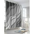 thumbnail image 3 of Modern Abstract Shower Curtain Set ，Waterproof Fabric Shower Curtains Geometric Black Grey Gradient Shower Curtains for Bathroom,Bathroom Decor 66"x72", 3 of 6