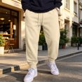 thumbnail image 2 of Resicozy Sweatpants for Men Lightweight Cotton Cuffed Jogger Sweatpant Casual Drawstring Elastic Waist Pant with Pocket Beige M, 2 of 8