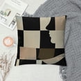 thumbnail image 2 of Creowell Black and Beige Geometric Modern Abstract Neutral Art Throw Pillow Cover, Abstarct Art Throw Pillow Case 18×18 Inch ,Home Living Room Decor,Women Gifts (Beige), 2 of 5
