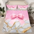 thumbnail image 2 of Castle Fairy Kawaii Ribbon Bow Girl Twin Sheet Sets 3pcs,Abstract Marble Twin Fitted Sheet Microfiber,Dreamy Princess Glitter Breathable Flat Sheet,Super Cozy Room Decor, 2 of 7