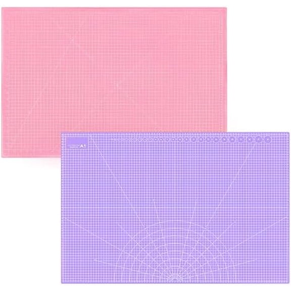 24" x 36" Self Healing Cutting Mat: Double Sided A1 Size Sewing Cutting Mat for Quilting, Arts, Crafts and Fabric, Pink & Purple Design