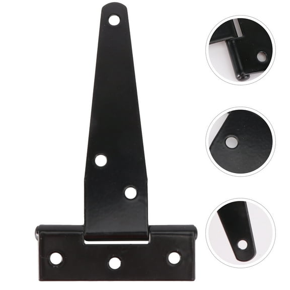 6PCS 4 Inch T Shape Rustproof Iron Light Duty Shed Hinge Gate Strap Hinge for Door Gates Black