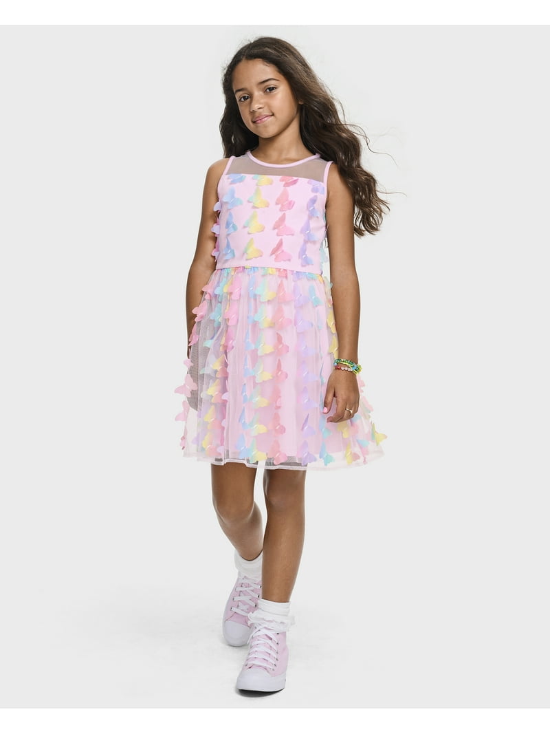 The Children's Place Girls Ruffle Dress, Rainbow Print with 3D - Main Image