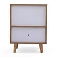 thumbnail image 6 of Senbabe Mid Century Nightstand Set of 2 with Storage Drawer, Modern Bedside End Table with Open Shelf, Wood Accent Side Table for Bedrooms and Living Room-Natural and White, 6 of 7