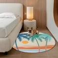 thumbnail image 4 of 5ft Washable Round Rug, Summer Beach Non-Slip Circle Area Rug for Living Room Bedroom, Mount Coconut Tree Sun Abstraction Indoor Floor Mat for Home Decor, 4 of 9