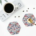 thumbnail image 4 of Honeii London Symbols1 print Leather Coaster Set of 4, ideal for safeguarding your furniture from drinks spills and effortless cleanup-Hexagon, 4 of 6