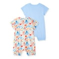 thumbnail image 3 of Garanimals Baby Boy Cotton Short Sleeve Rompers, Graphic Prints, 2-Pack, 0–24M, 3 of 9