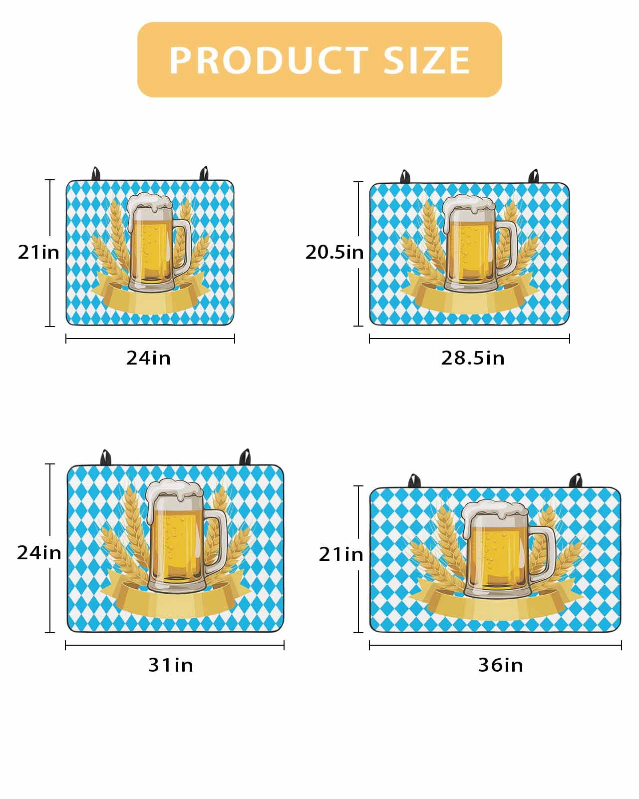 Large Induction Cooktop Protector Mat Cartoon Beer Stove Top Covers for Electric Stove, Funny Wheat Abstract Blue White Plaid Decorative Stove Burner Cover Mats, Glass Top Stove Cover