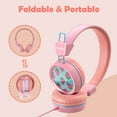 thumbnail image 4 of New bee 2PC Kids Headphones with Microphone, HD Stereo, Safe Volume Limit 85dB/94dB, Eco-Friendly, Foldable, Adjustable Headband, 3.5mm Jack for School /PC/Mac/Tablet (Pink&Blue), 4 of 18
