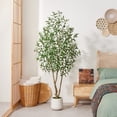 thumbnail image 3 of DR.Planzen 6ft Dense Artificial Olive Tree - Faux Olive Plant for Indoor & Outdoor Decor - Adjustable Branches - UV Resistant Realistic Olive Tree in White Planter, 3 of 11