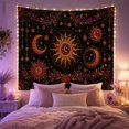 thumbnail image 2 of Sun Medallion with Crescent Moons and Star Ornaments, Mystical Boho for Space Lovers, Celestial Wall Art, Housewarming Gift, Tapestry Wall Hanging for Bedroom and Studio, 2 of 7