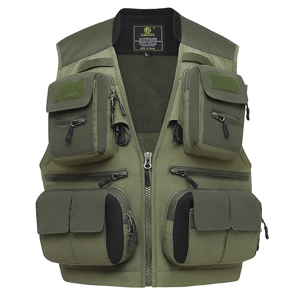 Chaleco de pesca de malla Chaleco multibolsillo para exteriores Chaquetas sin mangas de secado rápido con