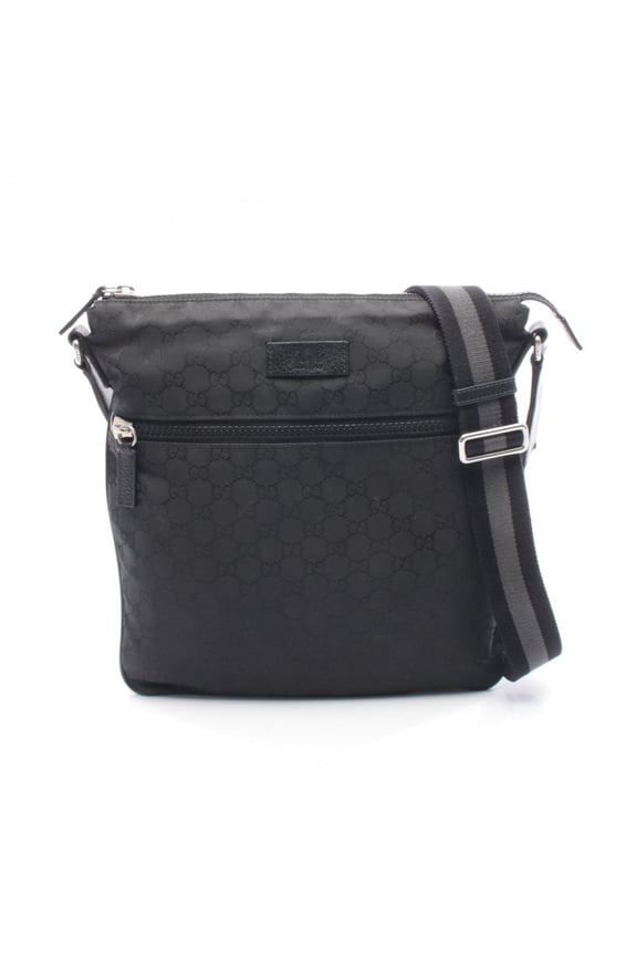 Pre-Owned Gucci GG pattern shoulder bag/handbag in leather and nylon canvas, black, for men...