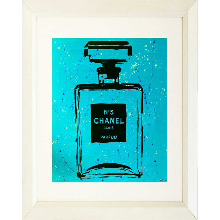 FRAMED Chanel No. 5 Paris Perfume by Pop Art Queen 16x20 MATTED in WHITE  FRAME Painting Print 