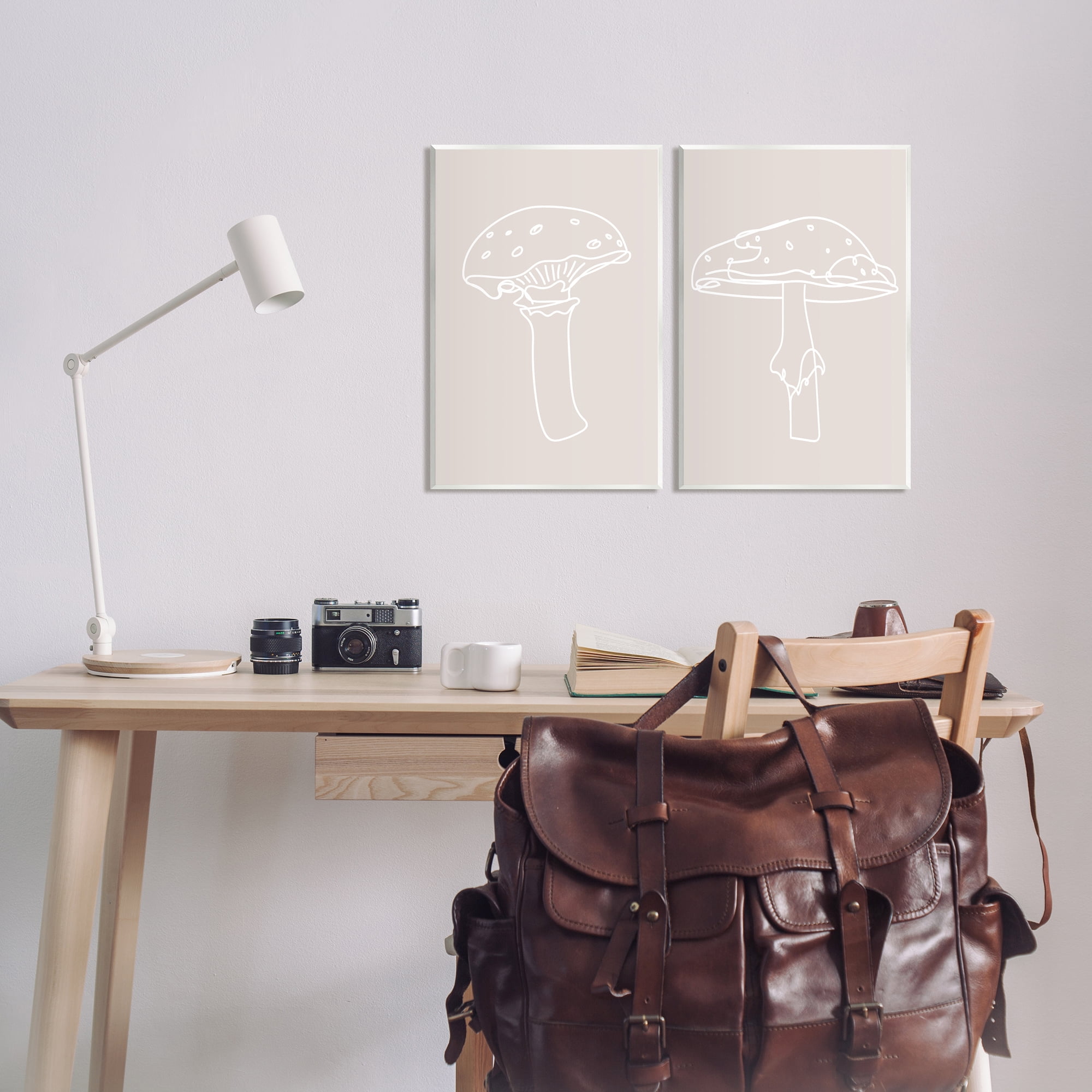 Stupell Industries Soft Minimal Mushroom Outlines Botanical & Floral Painting Unframed Art Print Wall Art, 13 x 19, Set of 2