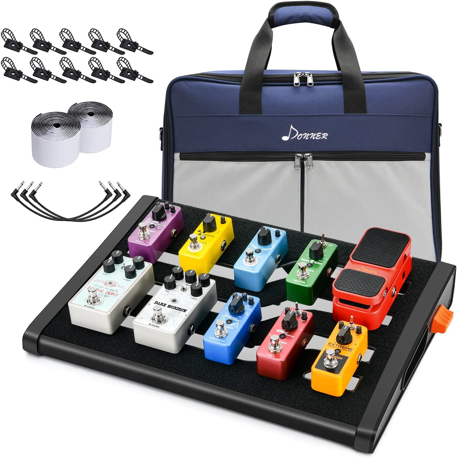 Donner Guitar Effects Pedal Board, DBS200 Large Power Supply Pedalboard Set with Convertible