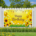 thumbnail image 5 of Sunflower Themed Happy Birthday Banner with Balloons Fairy Lights and Daisies Background Backdrop Party Decoration for Birthday Party Celebrations Photography Props and Home Decorations, 5 of 8