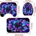 thumbnail image 4 of 4PCS Butterfly Shower Curtain Set with Non-Slip Rugs, Toilet Lid Cover and Bath Mat, 12 Hooks, Bathroom Sets Rugs Accessories 71'' x 71'', (QY003-2), 4 of 7