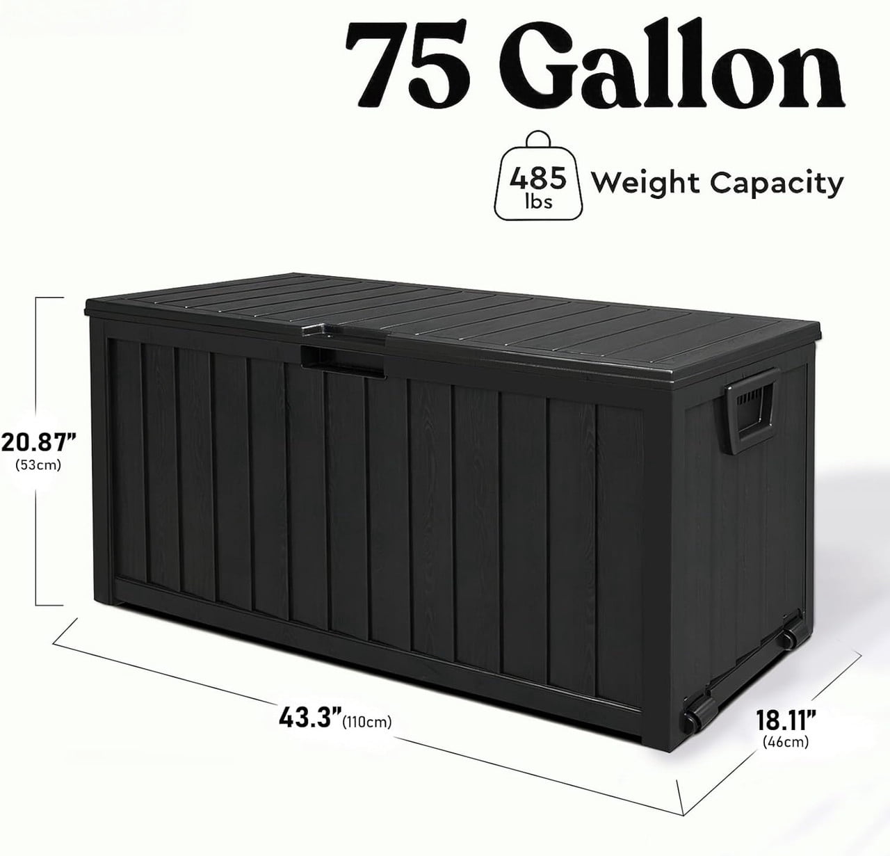 75 Gallon Waterproof Outdoor Storage Box, Lockable Deck Box Bench, 350lb Capacity