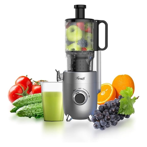 Cold Press Juicer, 4.72" Wide Feed Chute Juice Extractor Machine, High Juice Yield, Slow Masticating Juicer for Whole Vegetables & Fruits