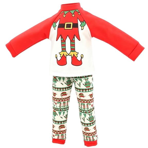 Christmas Elf Doll Outfit Set with Top & Pants, Soft Cotton Fabric, Unisex Holiday Festive Costume Accessory for Doll Pretend Play
