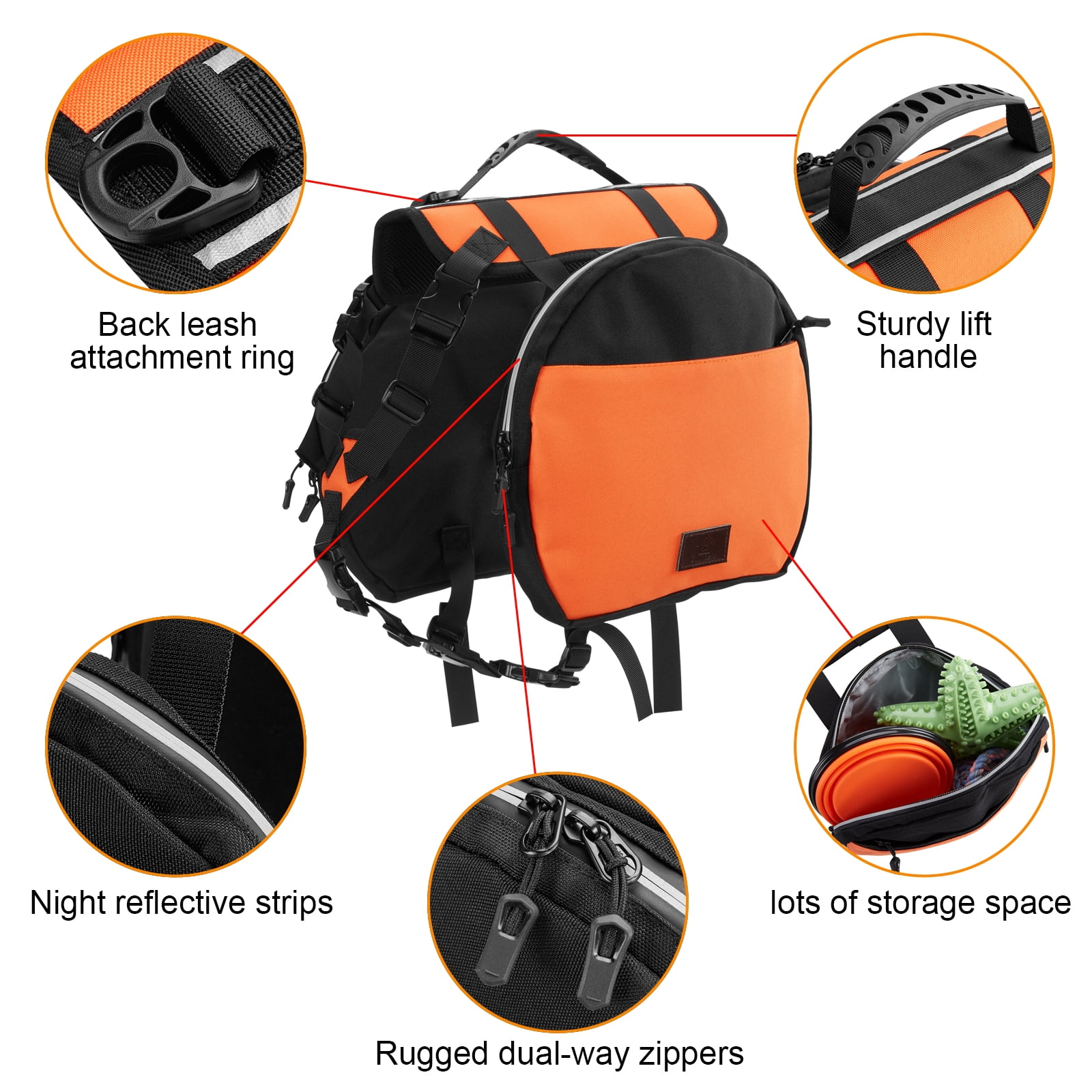 Ownpets Large Size Dog Backpack for Dogs with Adjustable Strap Waterproof and Lightweight Dog Saddle Bag, Dog Pack Hound for Camping Traveling and Hiking