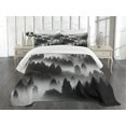 thumbnail image 2 of Ambesonne Black and White Quilted Bedspread Set 3 Pcs, Foggy Forest Scene, King Size, Grey and Charcoal Grey, 2 of 4
