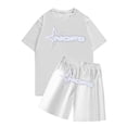 thumbnail image 1 of Sueño Conjunto de jogging informal para niños combinado con pantalones cortos de manga corta Conjunto de dos piezas Blanco 110, 1 of 3