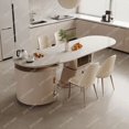 thumbnail image 2 of Stone Plate Kitchen Island Dining Table Integrated Retractable White Oval Household Dining Tables and Chairs My Lux Decor Round, 2 of 20