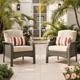 thumbnail image 3 of Ovios Patio Chairs Set of 2 All-Weather Wicker Patio Furniture Chairs Set Rattan High-Back Outdoor Armchairs with Cushions, Beige, 3 of 9