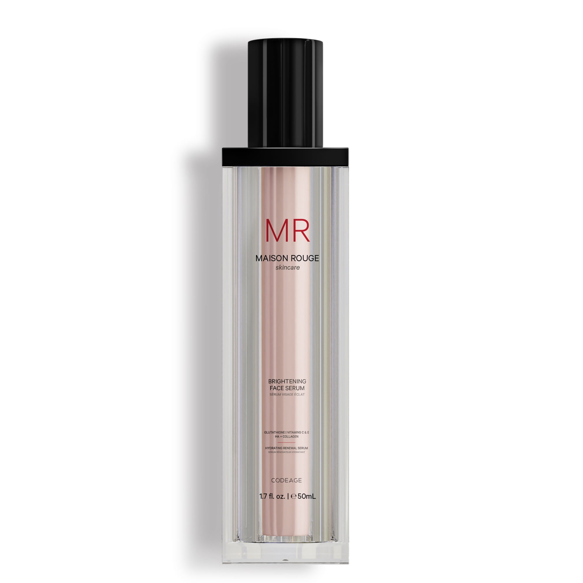Maison Rouge Brightening Face Serum by Codeage - Glutathione Serum, Vitamin C, E, Hyaluronic Acid, Collagen - Radiance Enhancing - Parabens and Sulfates-Free - Refillable - All Skin Types - 1.7 fl oz