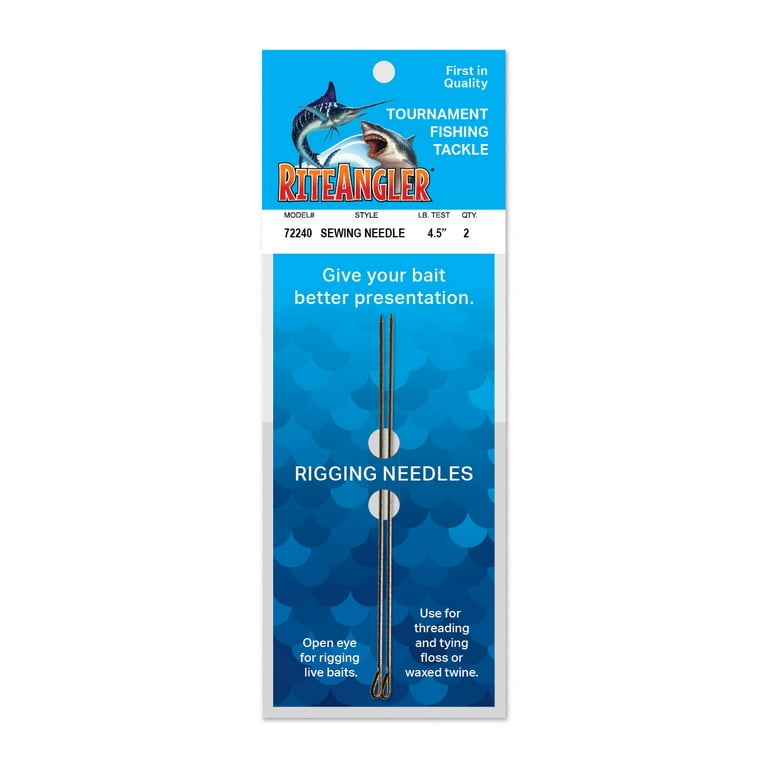 Rite Angler Bridle Bait Sewing Needle in 4.5 and 9 Sizes Bait Rigging (2  Pack) Saltwater and Freshwater Fishing 