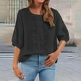thumbnail image 5 of Women's Short Sleeve T-shirt Women'S Fashionable Casual Solid Color Pleated Cotton And Linen Tops Shirts And T Shirts,Black Women's Short sleeve T-shirt XXXL, 5 of 7